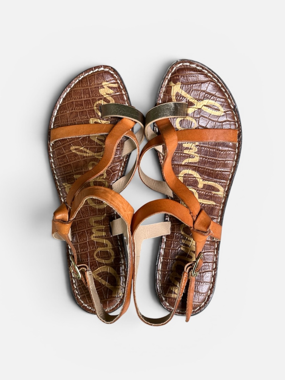 Sam Edelman Gladis Leather Sandal in Tan/Gold Size 8 1/2 - Picture 8 of 10